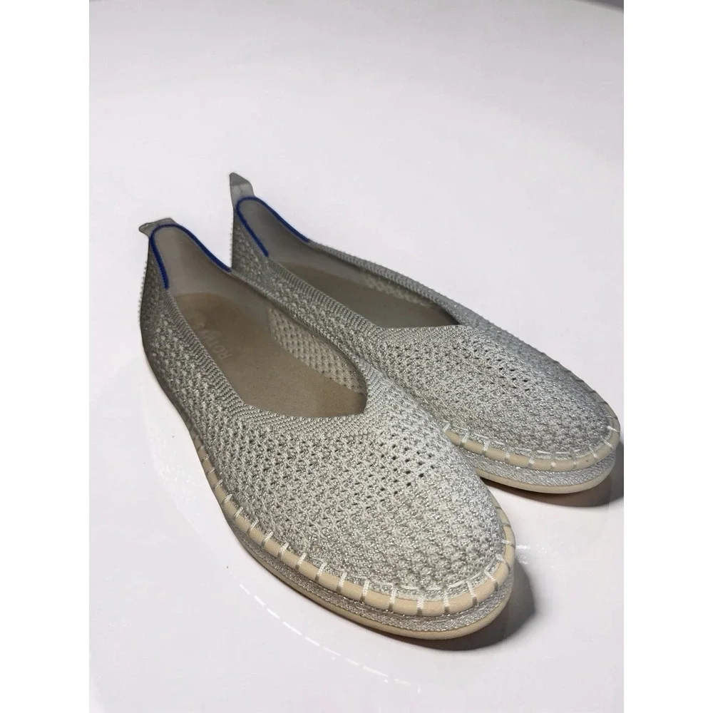 Rothy's The Espadrille Women's Size 10 Diamond Metallic Flat Wedges EUC